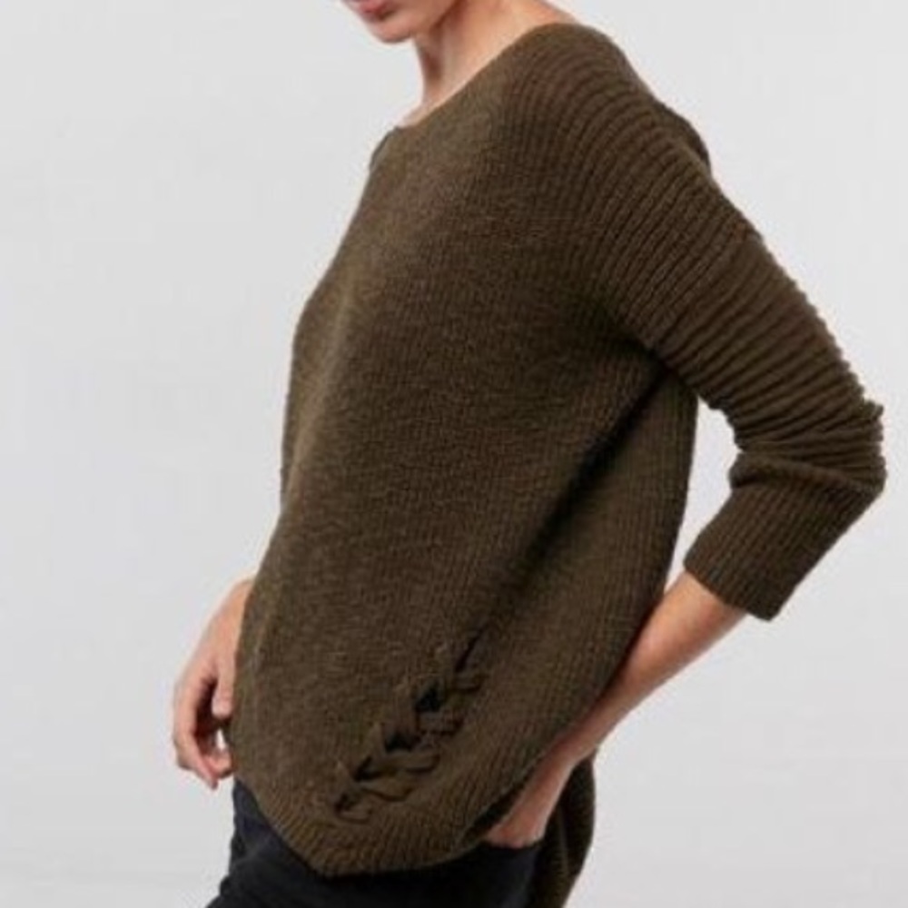 Express side lace sweater